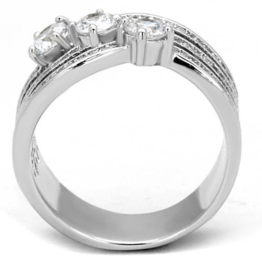 ARTK1683 Stainless Steel Women's .93 Ct Round Cut Zirconia Anniversary Ring Band Sz 5-10